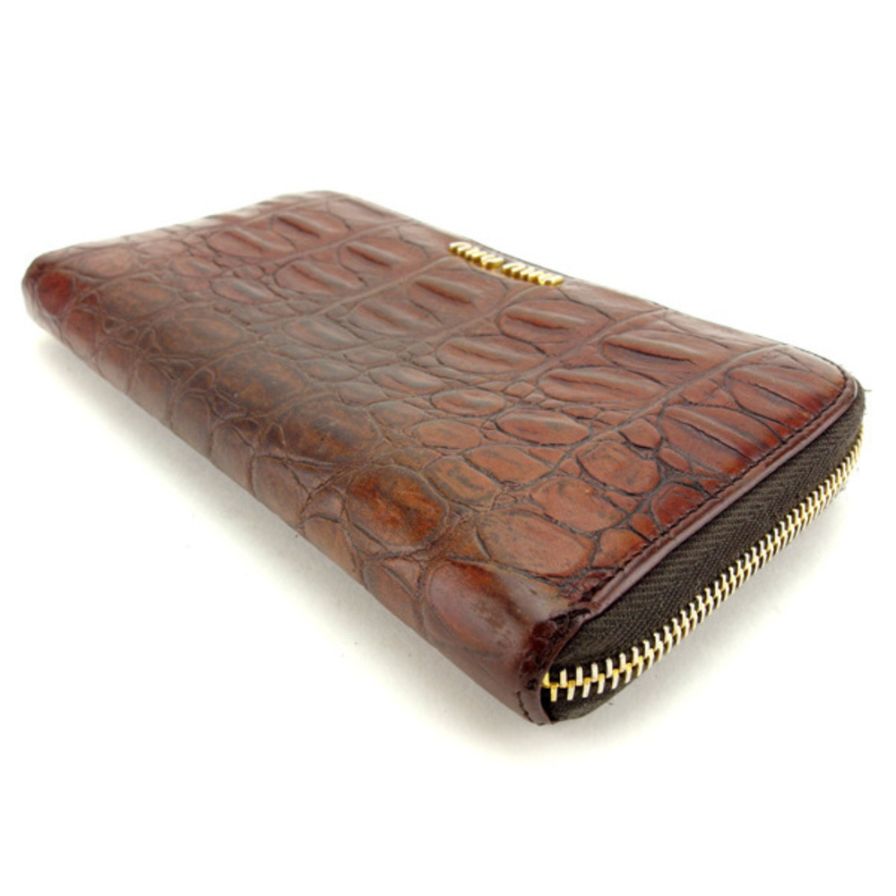Miu Miu Long Wallet Crocodile Brown T16452s - image 3